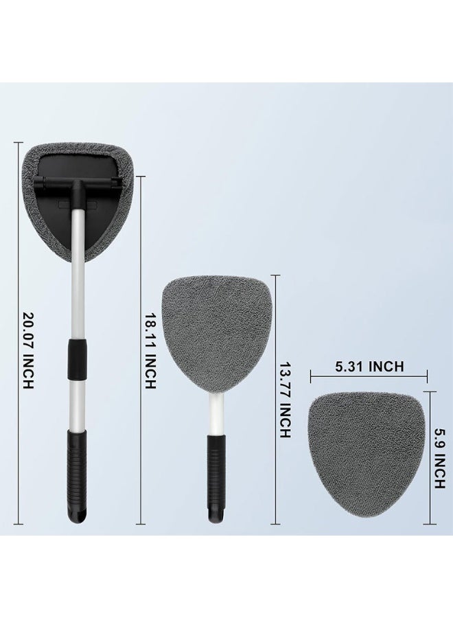 HOMESTAR Retractable Handle Windshield Cleaning Tool Kit | Car Interior Detail Cleaning Set With 4 Reusable High-Density Microfiber Pads , 1 Spray Bottle | Auto Glass Wiper Scrubber Kit, Blue/Black, 13.77 - 20.07 Inch - Image 4